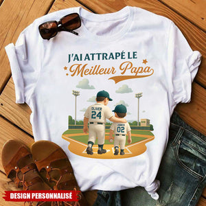 T-shirt personnalisé Fête des Pères – J’ai attrapé le meilleur papa