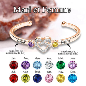 Ensemble pour toujours – Bracelet de couple personnalisé avec pierres de naissance