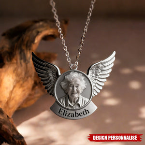 Collier Ange Personnalisé avec Photo – Pendentif Souvenir en Mémoire d’un Être Cher