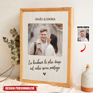 Affiche photo personnalisée pour couple – Le bonheur le plus doux est celui qu'on partage