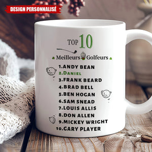 Mug Personnalisé – Top 10 des Meilleurs Golfeurs