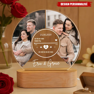 Lampe LED musicale personnalisée avec photos de couple – Cadeau de Saint-Valentin pour couple