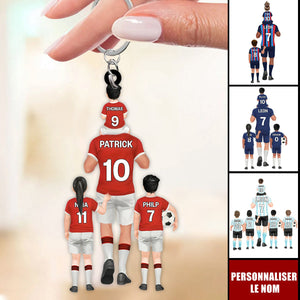 Porte-clés Équipe de Football Personnalisé – Papa et Enfants avec Prénoms et Numéros