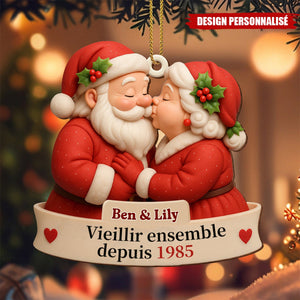 Ornement en Bois Personnalisé – Couple Père Noël & Mère Noël