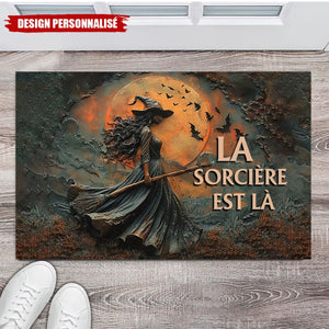 Tapis d’Entrée Halloween Personnalisé – La Sorcière Est Là