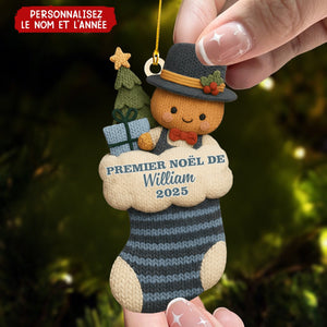 Décoration Personnalisée en Forme de Chaussette – Premier Noël de Bébé