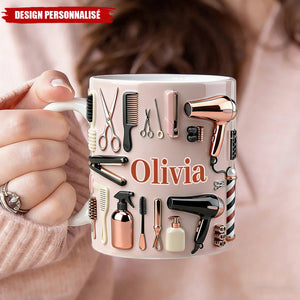 Mug outils de coiffure personnalisé — Cadeau pour coiffeur