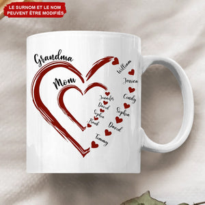 Mug Personnalisé – Les Petits Cœurs de Maman et Mamie