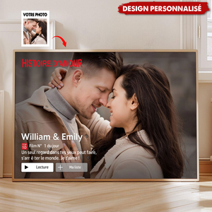 Affiche Personnalisée Couple – Histoire d’Amour Style Film avec Photo, Noms et Message