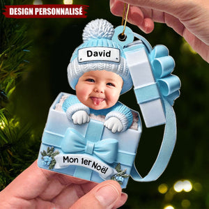 Ornement Acrylique Personnalisé – Mon Premier Noël Bébé dans un Cadeau avec Prénom
