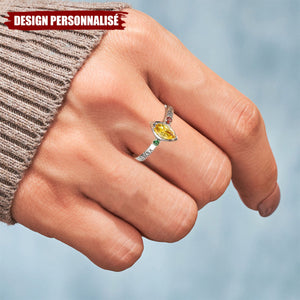 Bague Personnalisée avec Pierres de Naissance et Noms Gravés – Cadeau Unique pour Maman