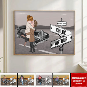 Affiche de couple personnalisée - Prénoms et année personnalisables