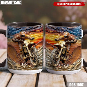 Mug Motocross Personnalisé avec Prénom - Cadeau Unique pour Passionnés de Moto