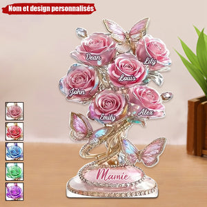 Chaque rose détient un morceau de votre cœur – Plaque personnalisée en acrylique en forme spéciale, personnalisée pour la famille