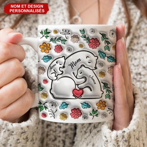 Mug Personnalisé Famille d'Ours - Cadeau Touchant pour grand-mère et maman