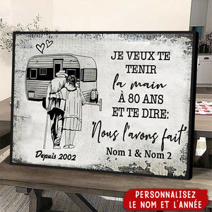 Affiche Couple Personnalisée – “Je veux te tenir la main à 80 ans” – Style Vintage Camping-Car