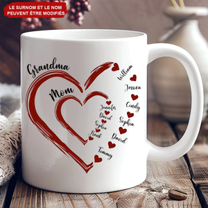 Mug Personnalisé – Les Petits Cœurs de Maman et Mamie