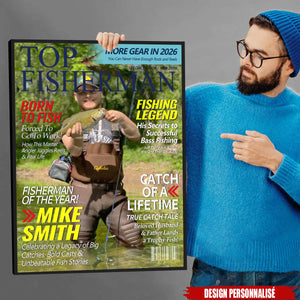 Personalized Fishing Magazine Cover Poster – Unique Gift for Anglers & Fishing Lovers