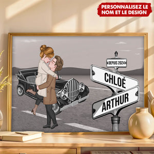 Affiche de couple personnalisée - Prénoms et année personnalisables