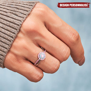 Bague "Maman d’un Ange" – Design Personnalisé avec Pierres Roses et Bleues