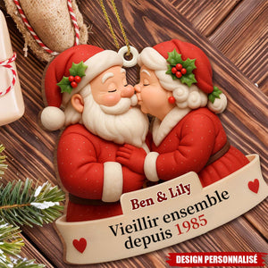 Ornement en Bois Personnalisé – Couple Père Noël & Mère Noël