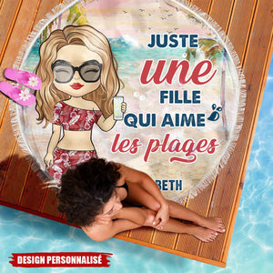 La vie est meilleure à la plage - Serviette de Plage Ronde Personnalisée