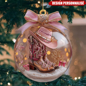 Ornement de Noël Personnalisé Cowgirl Western – Cadeau de Noël pour Cowgirl
