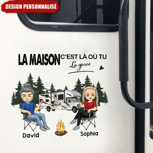 Autocollant Personnalisé Camping - Couple & Camping-Car