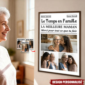 Affiche Personnalisée Le Temps en Famille — Hommage à Maman/Papa avec Vos Photos