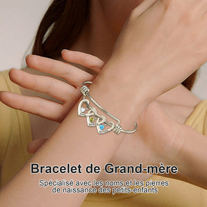 Bracelet personnalisé pour Grand-mère avec pierres de naissance – Prénoms des petits-enfants gravés