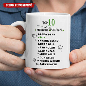 Mug Personnalisé – Top 10 des Meilleurs Golfeurs