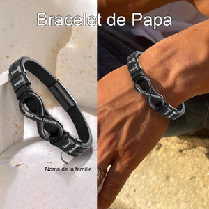 Bracelet Infini Personnalisé pour Papa – Avec Noms des Enfants Gravés