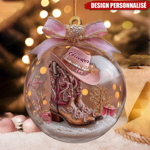 Ornement de Noël Personnalisé Cowgirl Western – Cadeau de Noël pour Cowgirl