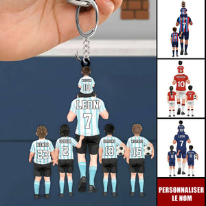 Porte-clés Équipe de Football Personnalisé – Papa et Enfants avec Prénoms et Numéros