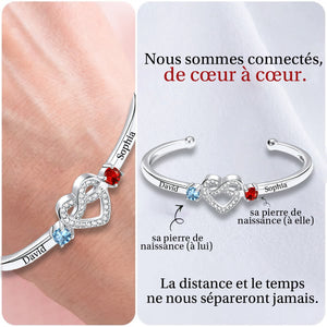 Ensemble pour toujours – Bracelet de couple personnalisé avec pierres de naissance