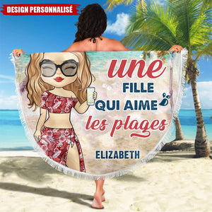La vie est meilleure à la plage - Serviette de Plage Ronde Personnalisée