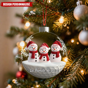 Ornement de Noël Personnalisée – Famille de Bonhommes de Neige avec Prénoms