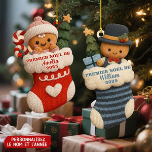 Décoration Personnalisée en Forme de Chaussette – Premier Noël de Bébé