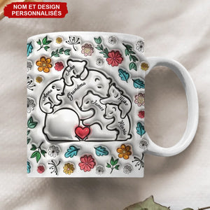 Mug Personnalisé Famille d'Ours - Cadeau Touchant pour grand-mère et maman