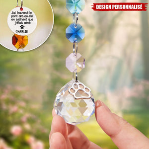 Suncatcher Cristal Personnalisé – Hommage à un Animal au Pont Arc-en-Ciel