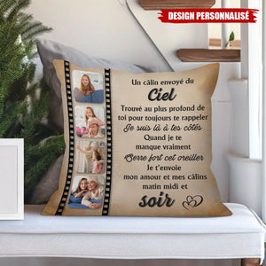 Coussin Personnalisé avec Message du Ciel – Cadeau Réconfortant pour les Êtres Chers