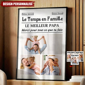 Affiche Personnalisée Le Temps en Famille — Hommage à Maman/Papa avec Vos Photos