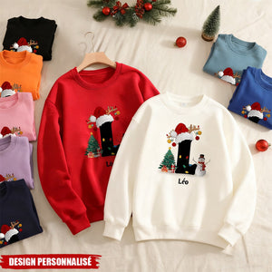Sweat de Noël Personnalisé à Col Rond – Cadeau Unique pour Famille ou Couple
