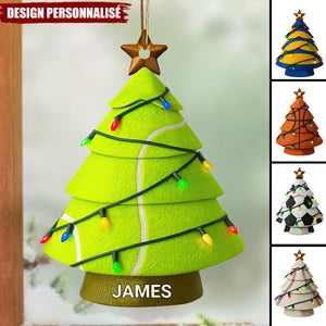 Ornement de Noël Personnalisé en Forme de Sapin – Design Sportif Unique