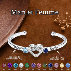 Ensemble pour toujours – Bracelet de couple personnalisé avec pierres de naissance