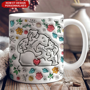 Mug Personnalisé Famille d'Ours - Cadeau Touchant pour grand-mère et maman