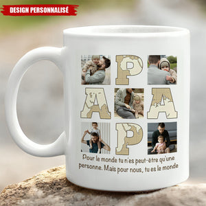 Mug personnalisé avec photos – Papa, tu es notre monde