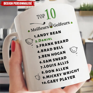 Mug Personnalisé – Top 10 des Meilleurs Golfeurs