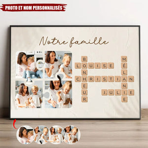 Personnalisé Tableau Scrabble "Notre Famille" avec Photos et Prénoms