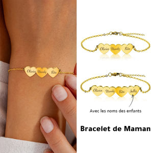 Bracelet Cœur Personnalisé pour la Fête des Mères – Spécialement Personnalisé avec les Noms des Enfants